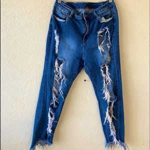 Distressed jeans. Stretchy and fun to wear with any cute top!